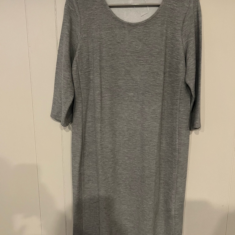 Gray Scoop Neck Raglan Sleeve Casual Dress